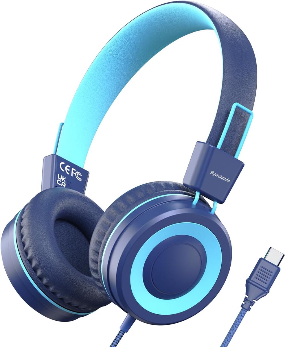 Thijox - Upgrade USB Type C Kids Headphone - 94dB Veilig Geluidsniveau - HD Stereo Geluid - Vouwbare Lichtgewicht On-Ear Hoofdtelefoon voor Kinderen -
