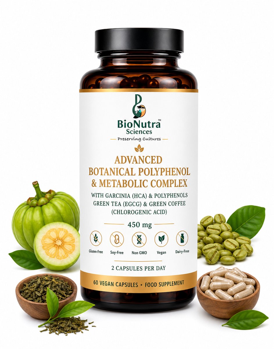 Advanced Garcinia | Green tea | Green coffee bean | Botanical Polyphenol & Metabolic Complex-vegan capsules-450mg, keto, 60 capsules