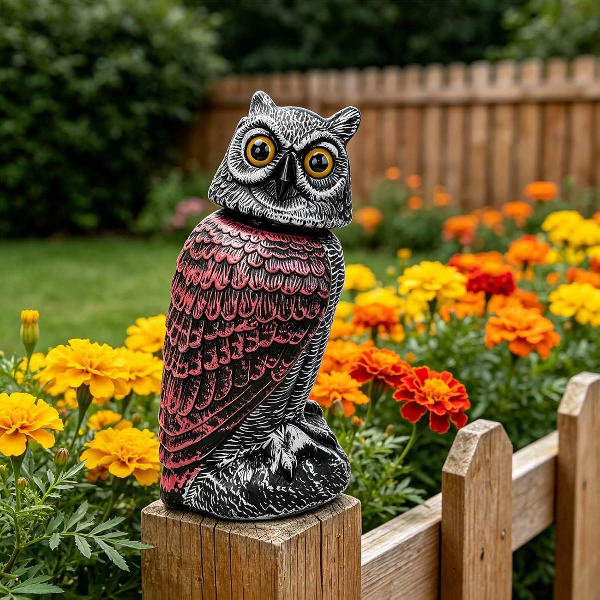 SnelShoppen - Vogelverschrikker 360° Rotatie, Duivenverschrikker voor Plantenbescherming, Weerbestendig Kunststof, Tuin, Terras, Balkon, 13x13x27 cm