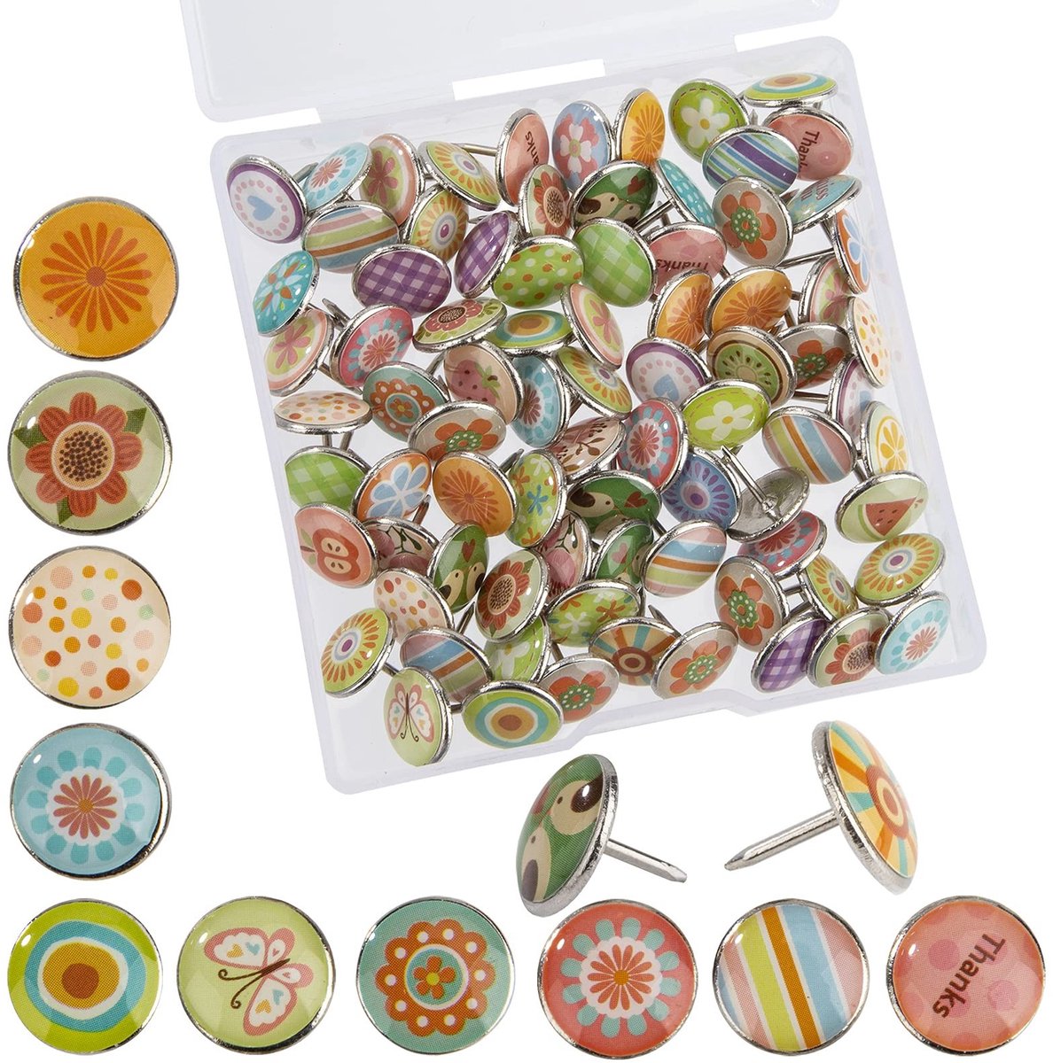 Dailygoods- Punaises 80 Stuks - Decoratieve Spelden - Creatieve Tekenstiften - Voor Prikbord/Kurkplaten - Kleurrijk - Trendy Ontwerp