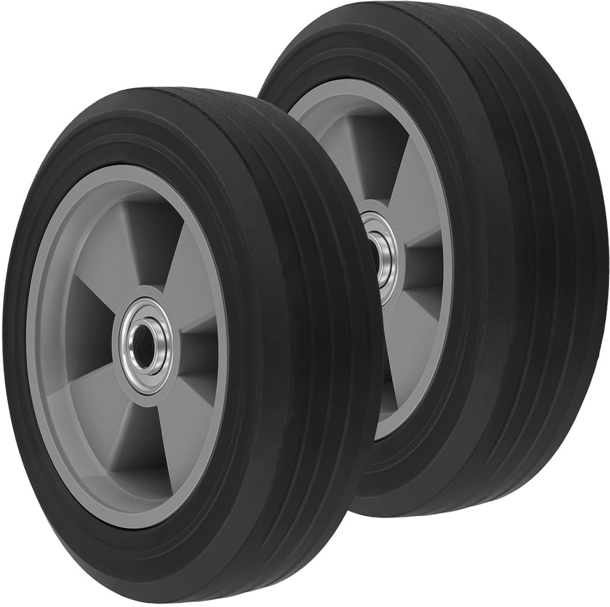 Set van 2 Stevige Rubber Banden 200 x 55 mm, Vervangende Banden voor Tuinwagens en Voertuigen
