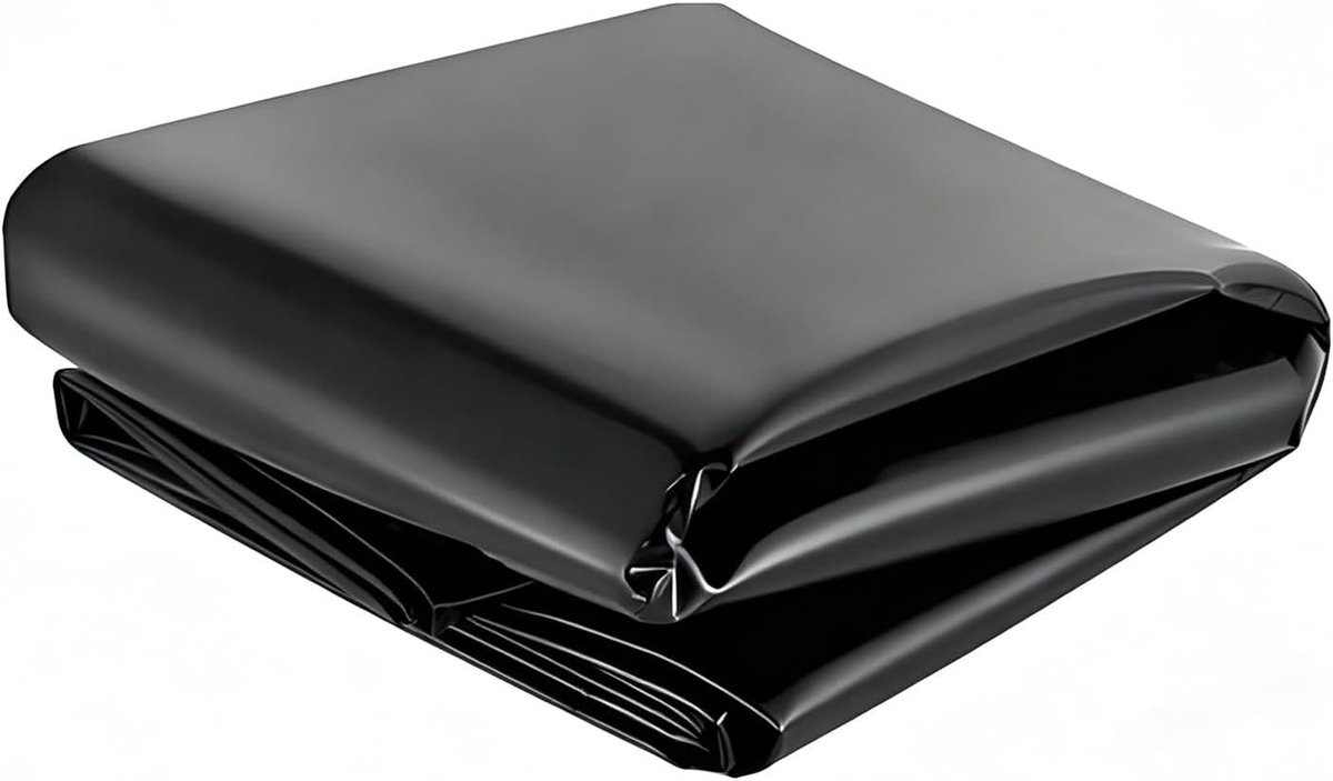 Zwarte HDPE vijverfolie voor zware belasting, ideaal voor vijverbouw, zwemvijvers en tuinprojecten (0,2 mm, 3 x 4 m)