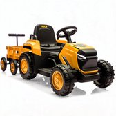 Triumpunpre-12V Elektrische Tractor voor Kinderen — Opzit Speelgoedauto met Afstandsbediening & Pedaal, 2 Rijmodi, Geluid & Verlichting, Voor Jongens en Meisjes 3-6 Jaar, Gele Trekkertractor
