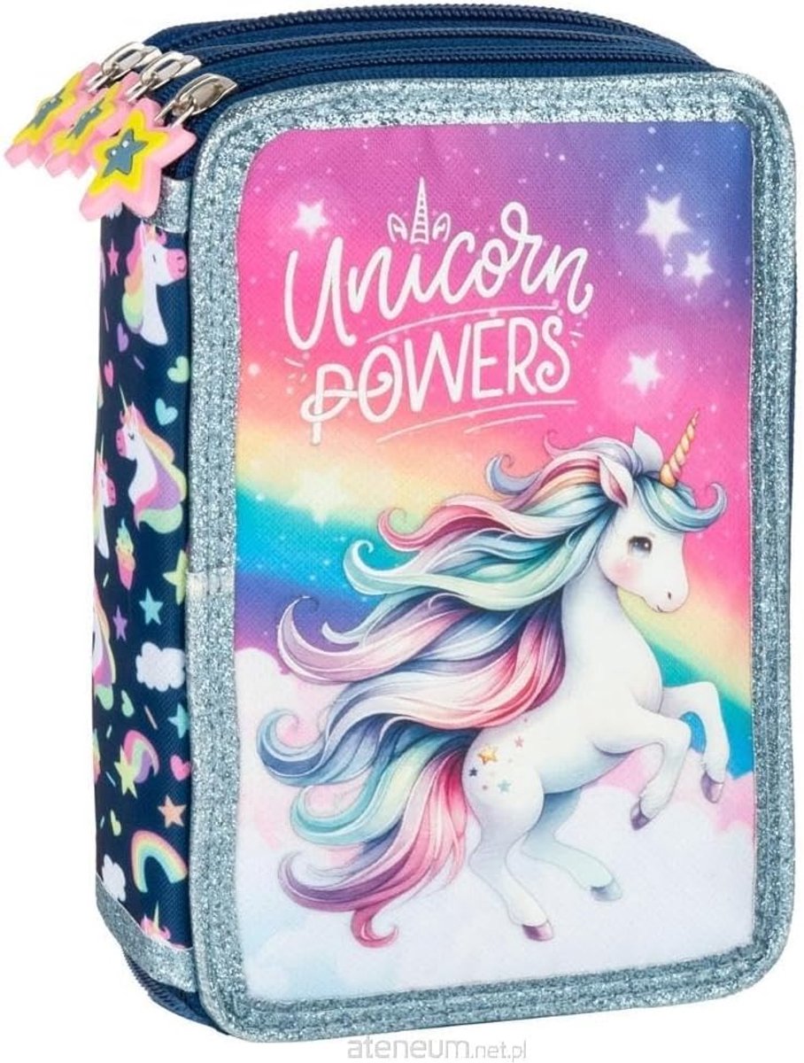 Thijox - Etui voor jongens en meisjes, gevuld met 44 onderdelen, 3 vakken, leuke motieven, ideaal voor school, kleuterschool, vrije tijd en sport