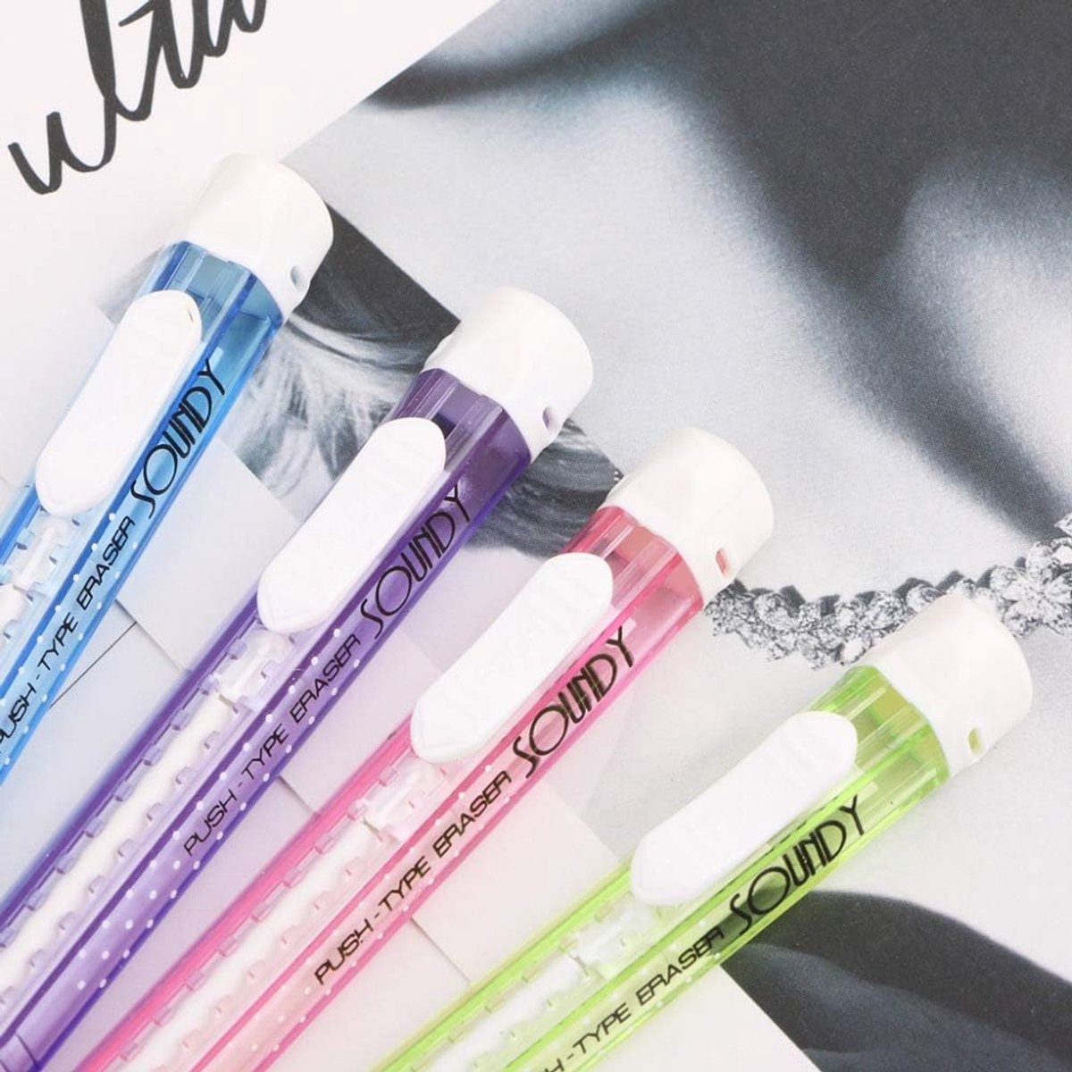 SnelShoppen - Adhesieve Gum Set - Plastieken Vullende Grafietpen - Inklapbare, Solide Gum met Verstelbare Lengte - Perfect voor Schrijven en Tekenen -