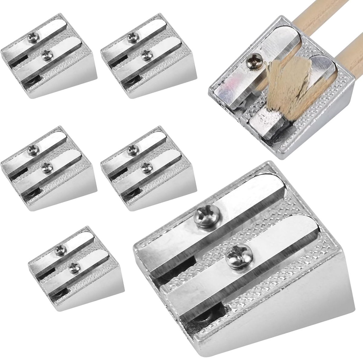 Thijox - 6Pcs Kleine Draagbare Dubbele Gaten Metalen Puntenslijper, Ø8/11mm Handheld Mini Aluminium Puntenslijper voor Kinderen, Kantoor en School