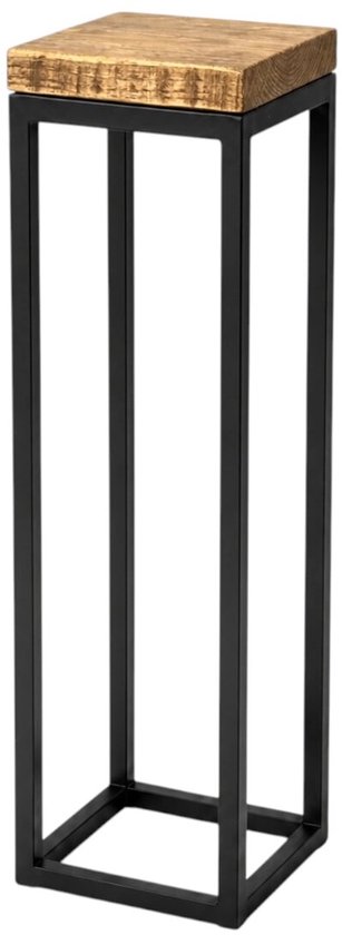 Lexington plantenstandaard / plantentafel – 20 x 20 x 80 cm – hout en zwart staal – Wibema