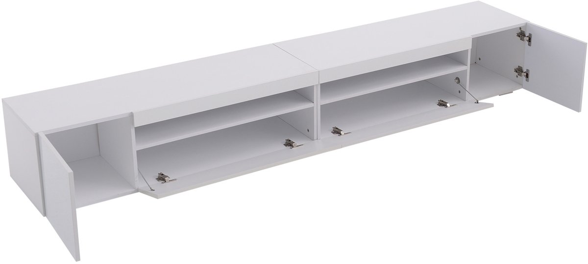 TV-meubel COVREO 240 x 38,5 x 35,5 cm – wit MDF, met variabele LED-verlichting