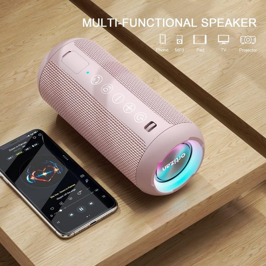 Bluetooth Luidspreker met LED Verlichting - Draagbare Mini Speaker met 360° Surround Sound, IPX7 Waterdicht, Handsfree Bellen, AUX & TF Kaart Ondersteuning — afbeelding 5
