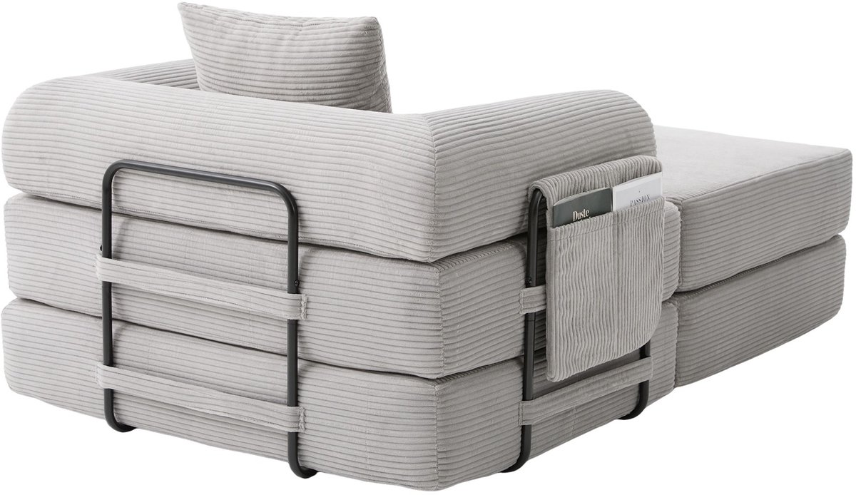 YYchan fauteuil met voetenbank - grijs - 112 x 190 x 67 cm