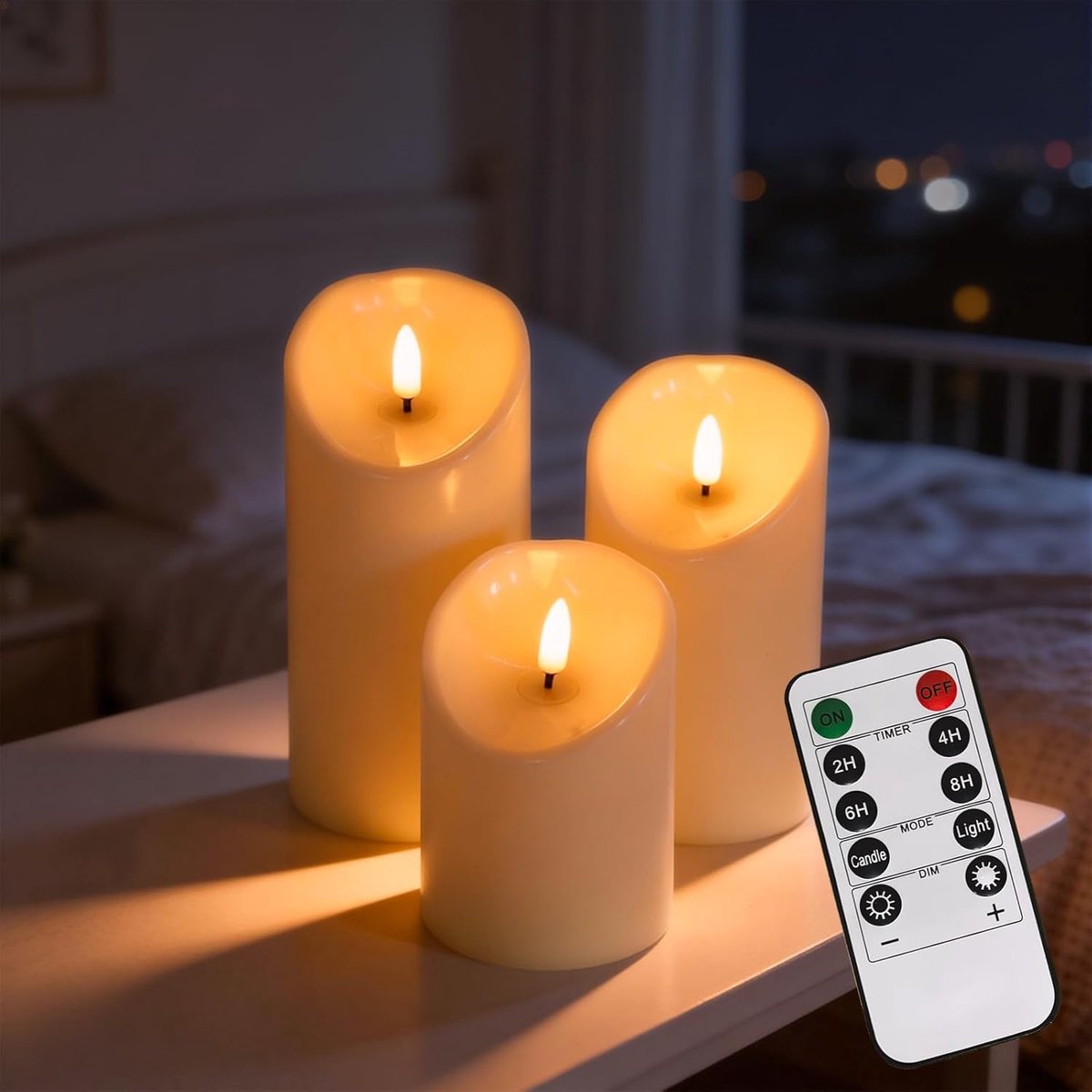 SnelShoppen - 3 LED-kaarsen met Afstandsbediening en Timer, Vlamloze Waterdichte Buitenkaarsen op Batterijen, Realistische Flakkerende Vlam voor Tuin,