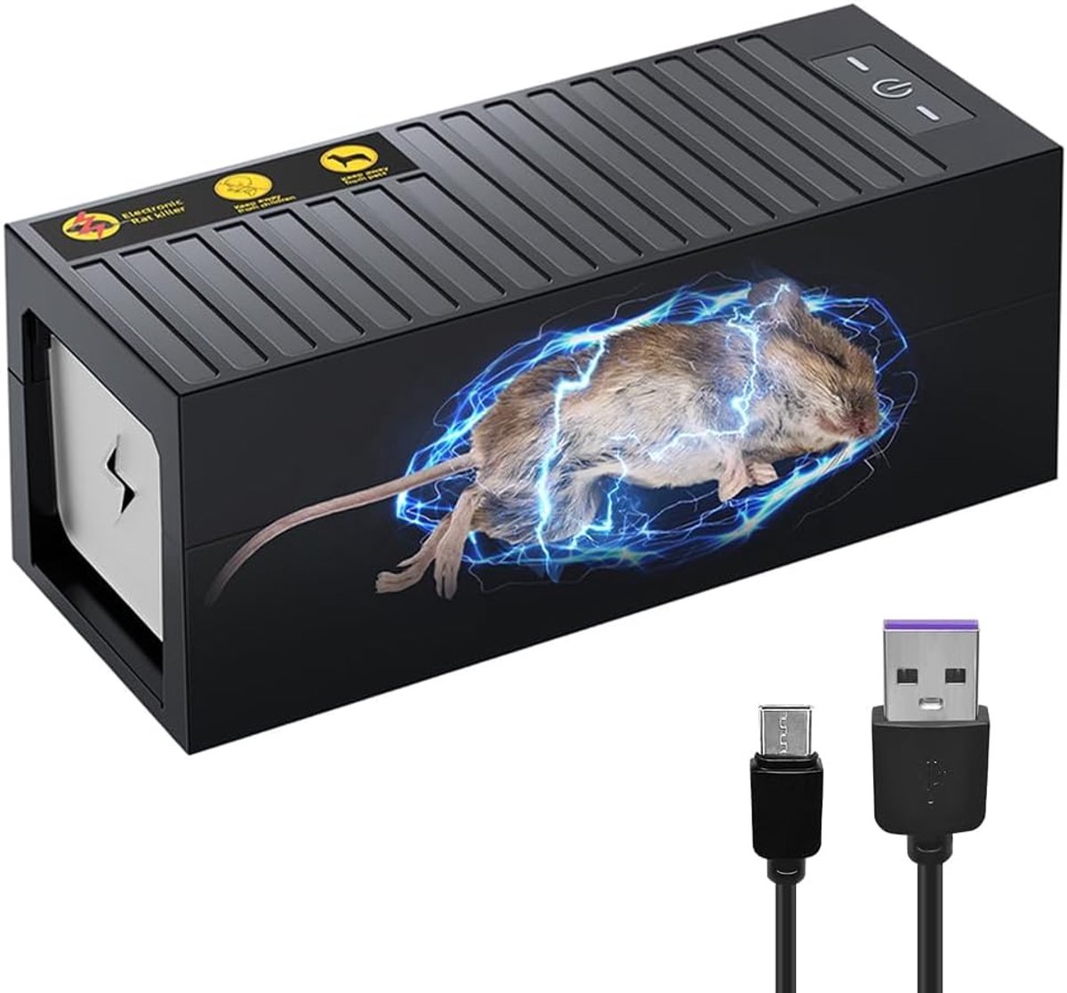 SnelShoppen - Elektrische Rattenval - Grote Hoogspanning Muizenval - Doodt Grote Ratten en Muizen Direct - Betrouwbare Oplossing voor Schuur en Garage
