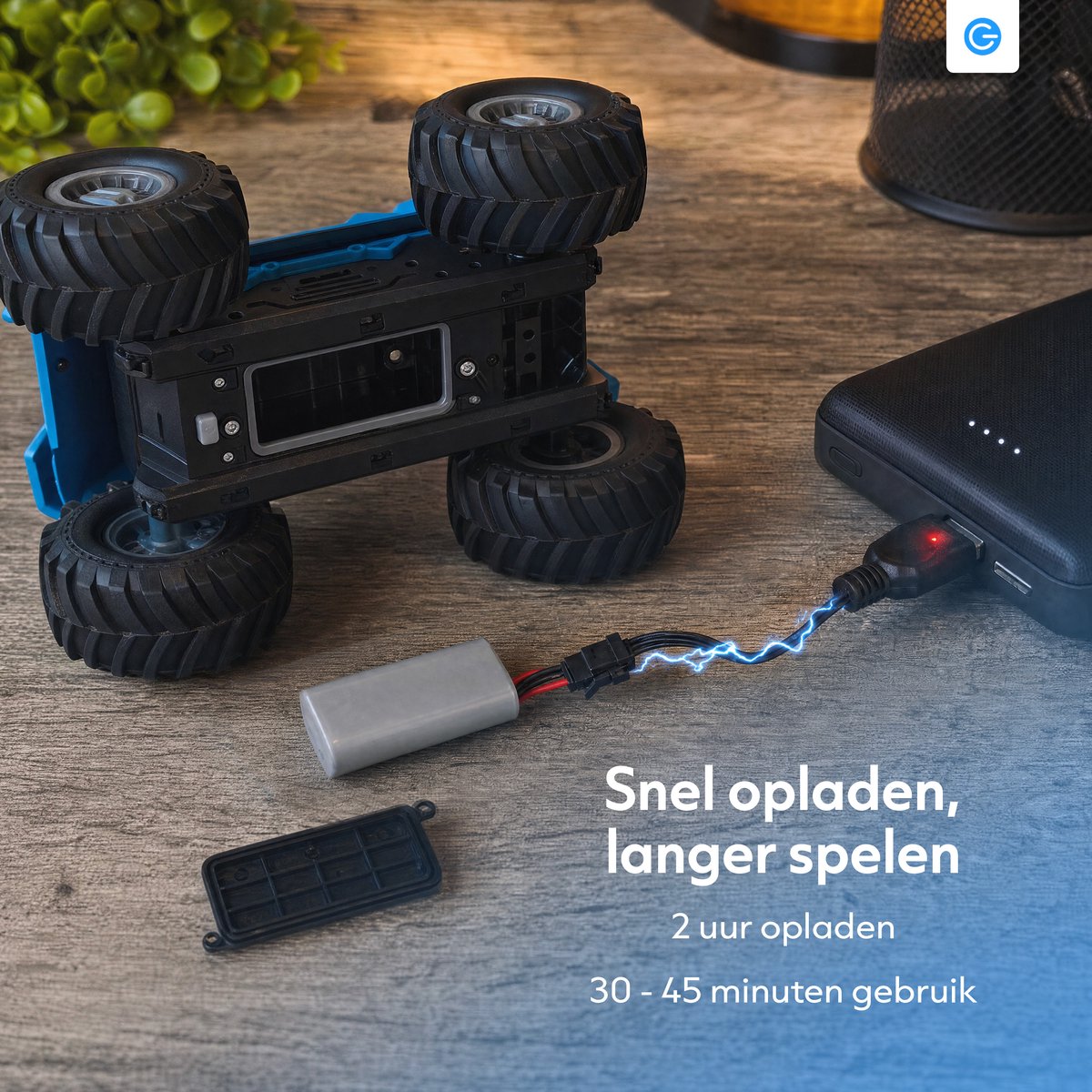 RC Bestuurbare Auto met Waterspray 15km/u - Bestuurbaar op Land en Water met Waterbestendige Afstandsbediening - RC Auto Offroad Kids- Cadeau voor Jongens & Meisjes - Afstandsbestuurbare Auto voor Buiten - Monster Truck Kinderen - Blauw - Silvergear — afbeelding 4