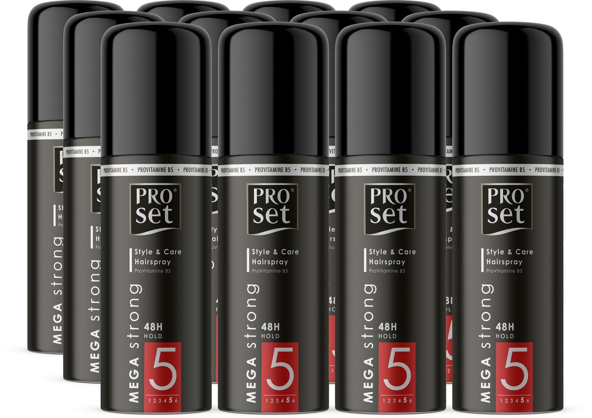 Proset Haarlak Mega Strong - Voordeelverpakking - 12 x 50 ml - Reisverpakking