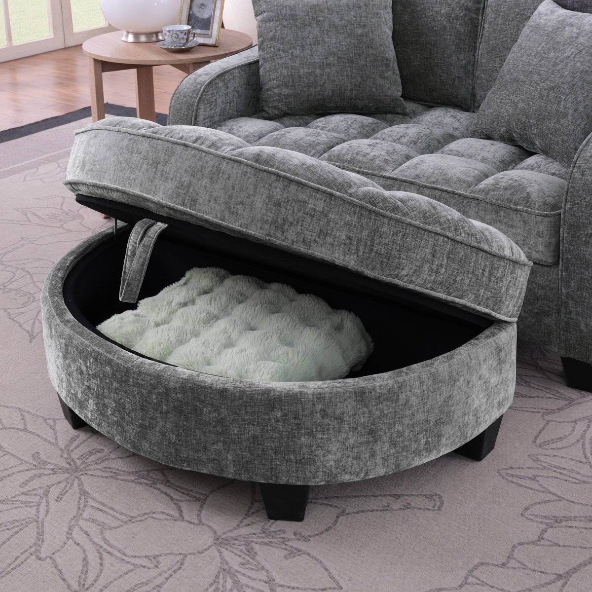 YYchan modulaire bank met hocker - grijs - 132 x 129 x 93 cm