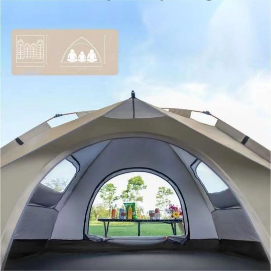 Woongenotonline - Buiten Automatische Snel openende Tent Regenbestendige Sunshine-Proof Tent -Vissen Strand Zonneschijn - Schuilplaats Twee Deuren En Twee Ramen= festivaltent van Woongenotonline — afbeelding 5