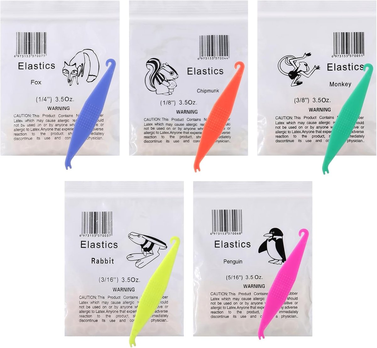Thijox - Orthodontische Elastiekjes 500 Stuks - Elastische Tanden Beugels met 5 Plaatsers - 5/16 Inch Orthopedische Elastieken in Geel, Blauw, Groen,