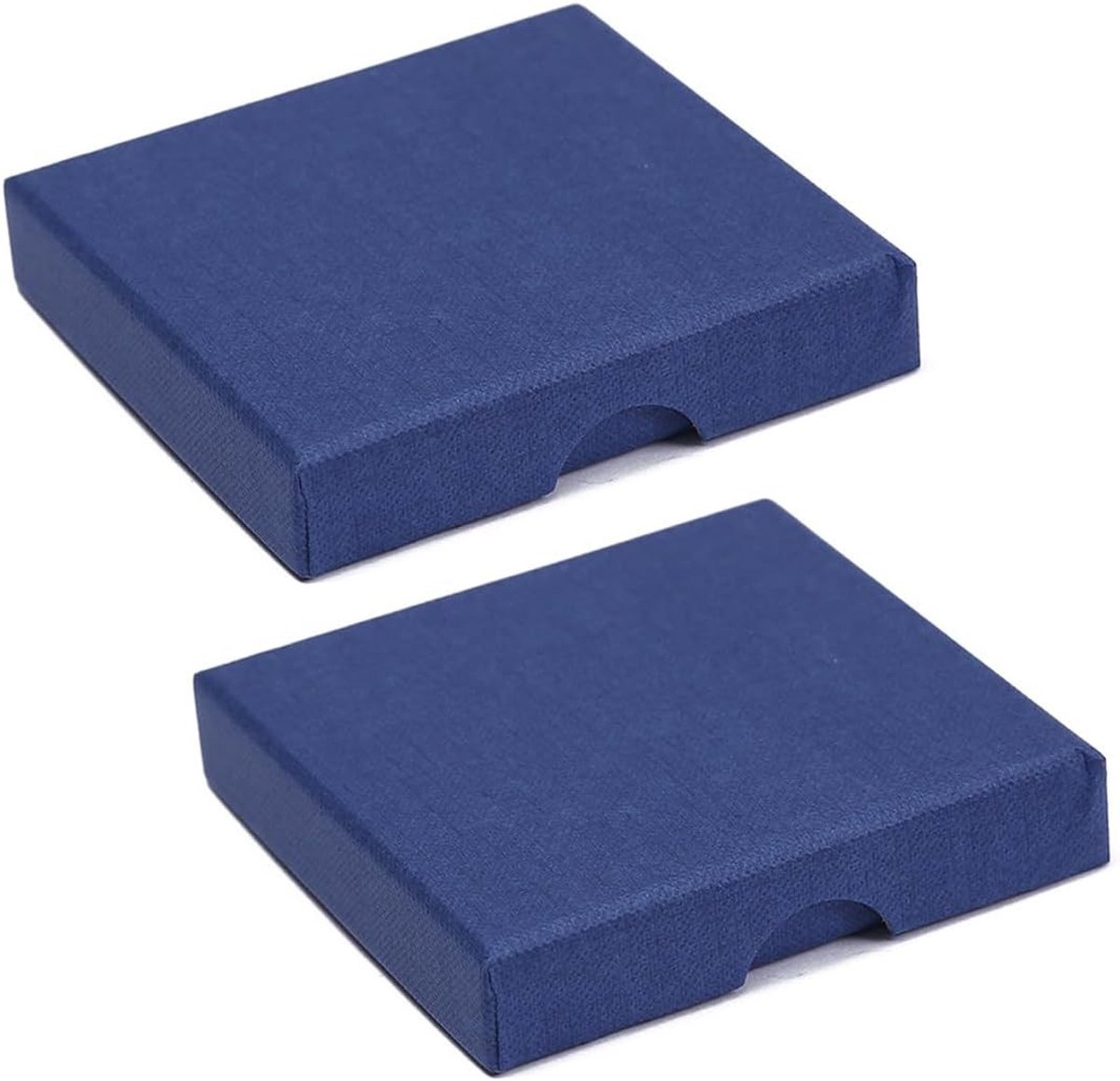 Sieradenboxen 8 x 8 x 1,5 cm, Kleine Cadeaubox met Schuiminleg voor Oorbellen, Kettingen en Ringen (Donkerblauw)