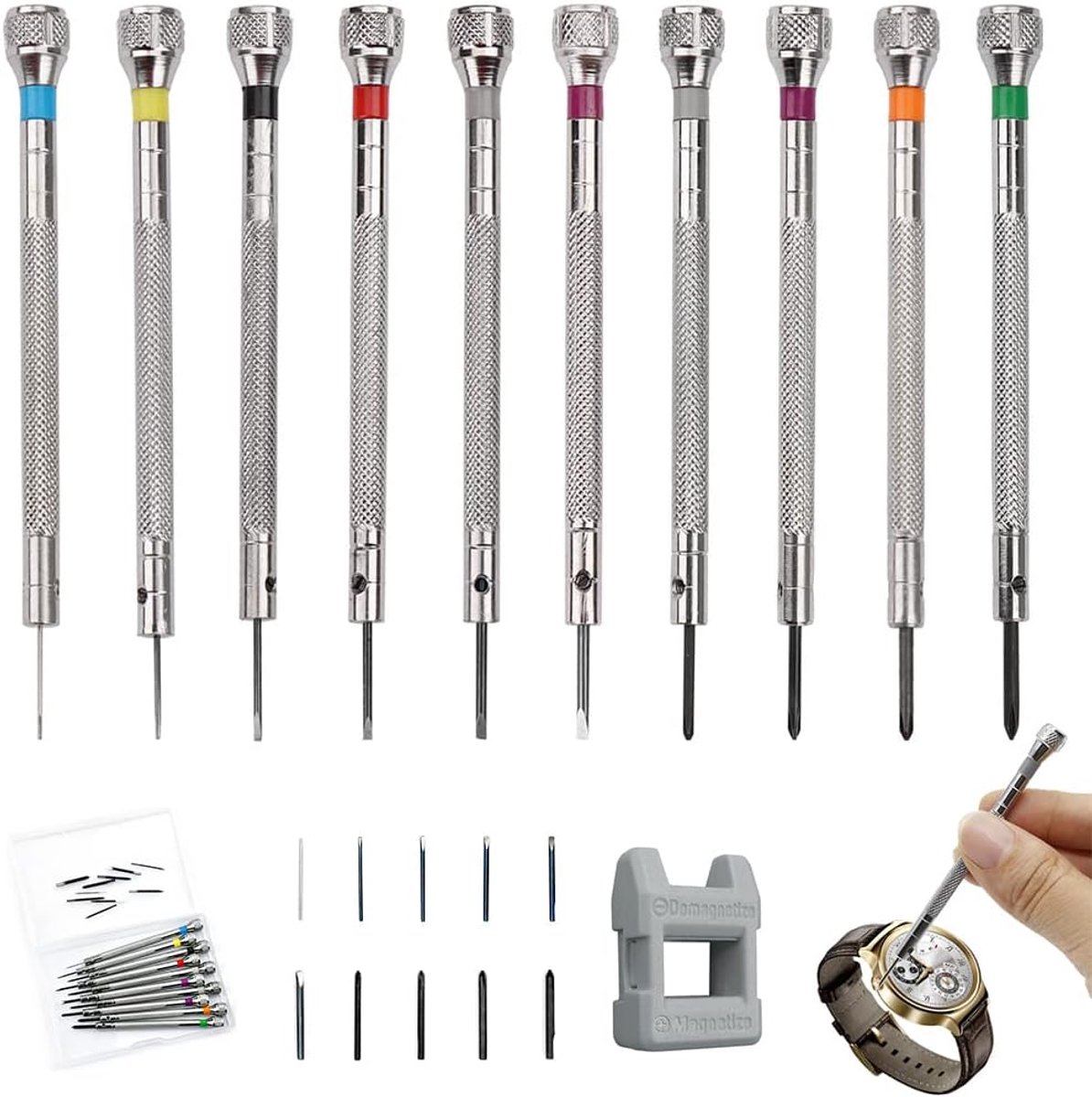 Thijox - Horlogemaker Schroevendraaier Set 0,6-1,6 mm - Precisie Schroevendraaiers voor Klokken, Sieraden, Elektronica, Roestvrij Staal, 6-delige Set