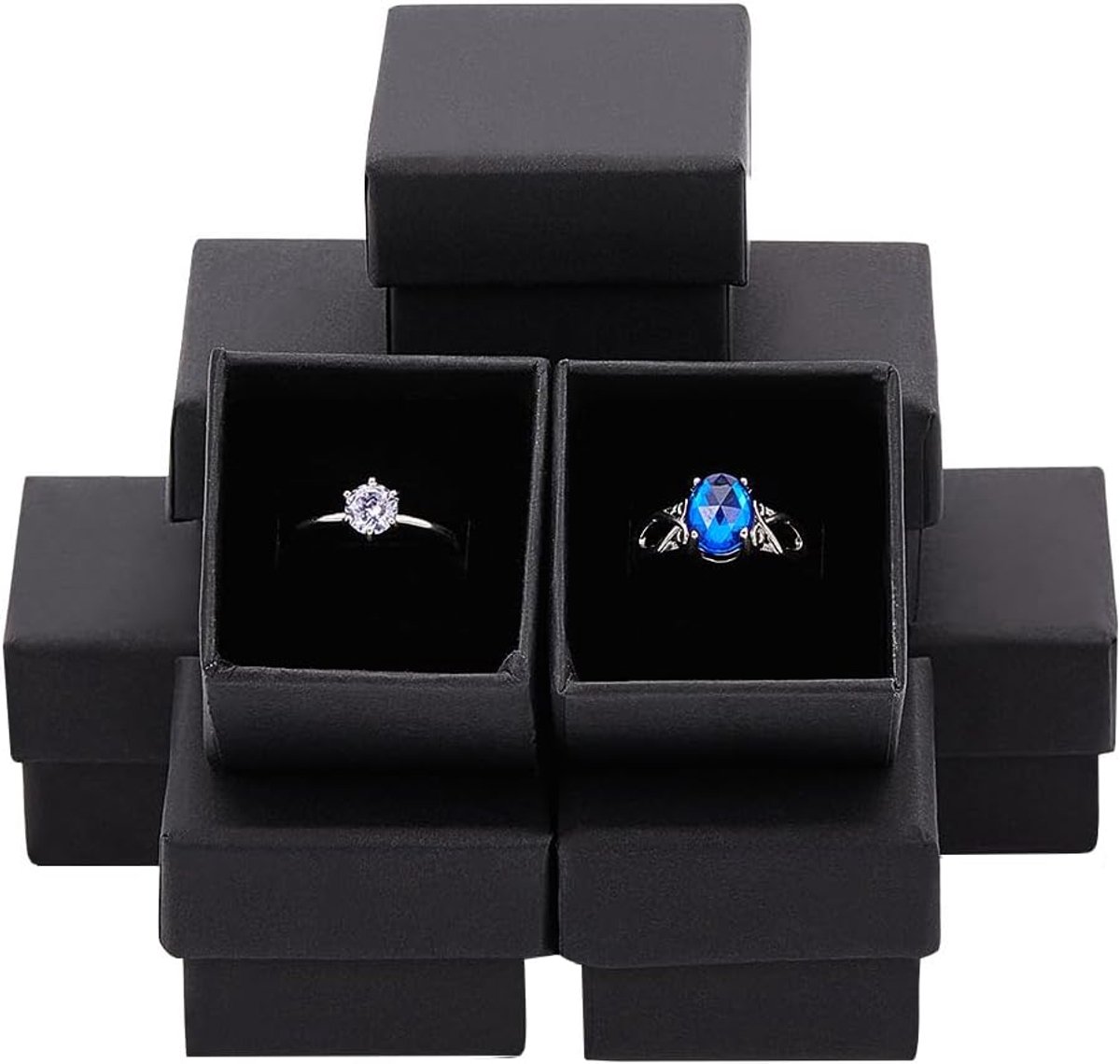Thijox - Sieradendoos Kartonnen Geschenkdozen - 20 Stuks Zwarte Dozen met Zachte Spons - 4,5x4,5x3cm - Perfect voor Sieraden, Cadeaus en Feestjes