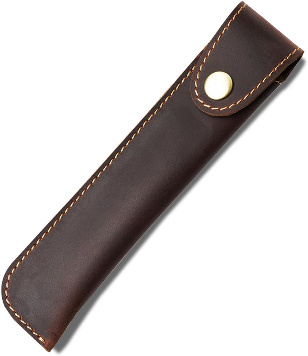 Soft Pen Holder Leather with Metal Button Genuine Leather Handmade Portable for Fountain Pen Ballpoint Pen Stylus - ShopVlot