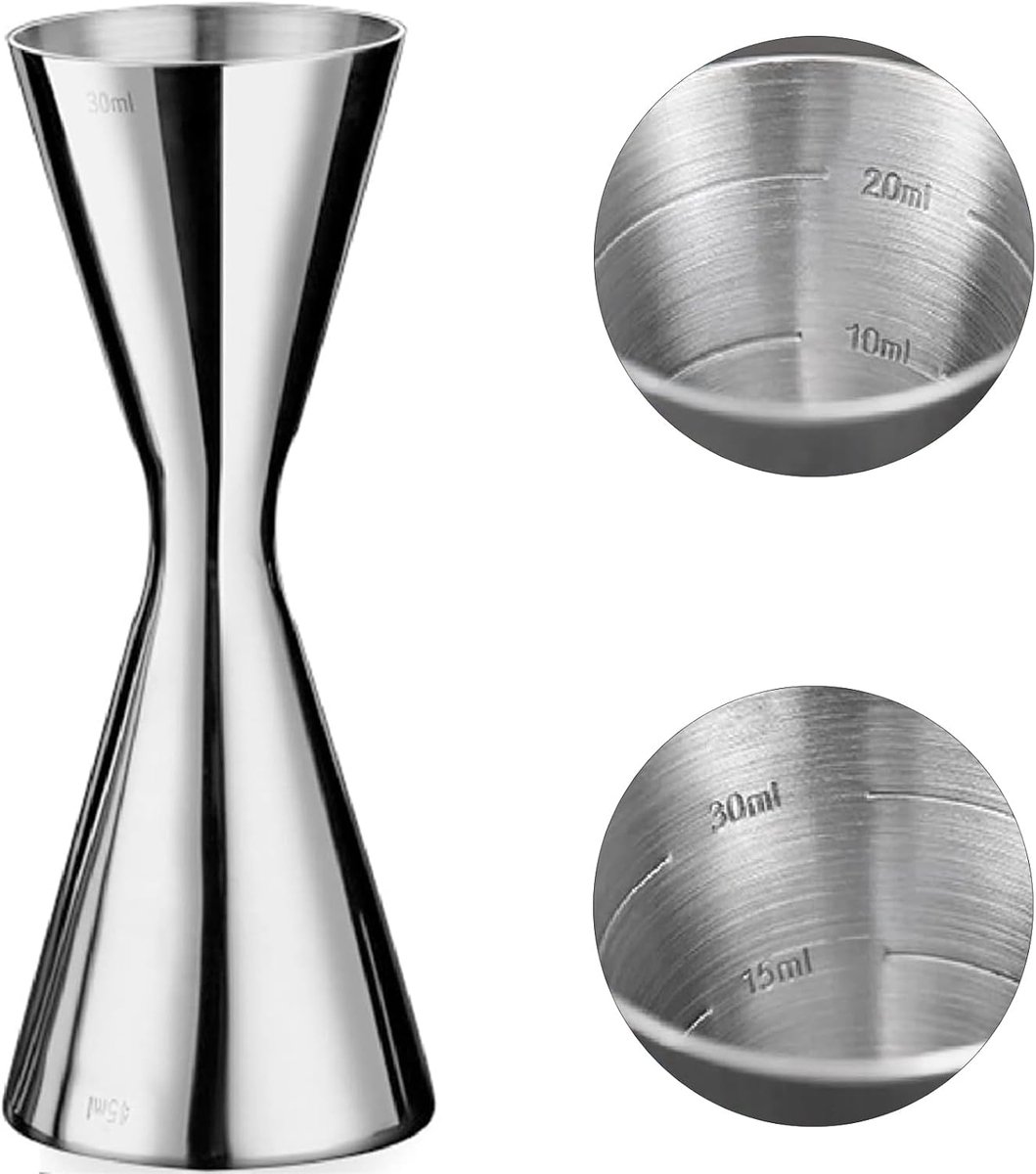 Thijox - Cocktail Maatbeker 304 Roestvrij Staal, Geïntegreerde Weegschaal, Jigger Dual Spirit Measure Cup 30/45 ml, Professionele Barkeeper, Geschikt