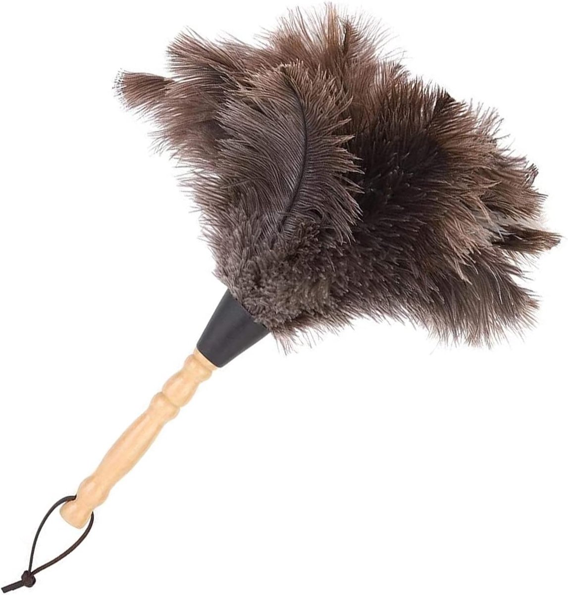 SnelShoppen - Ostrich Feather Duster - Echte veren, Anti-statische plumeau met houten handvatten, 35 cm - Schoonmaaktool voor kantoor, huis, woonkamer