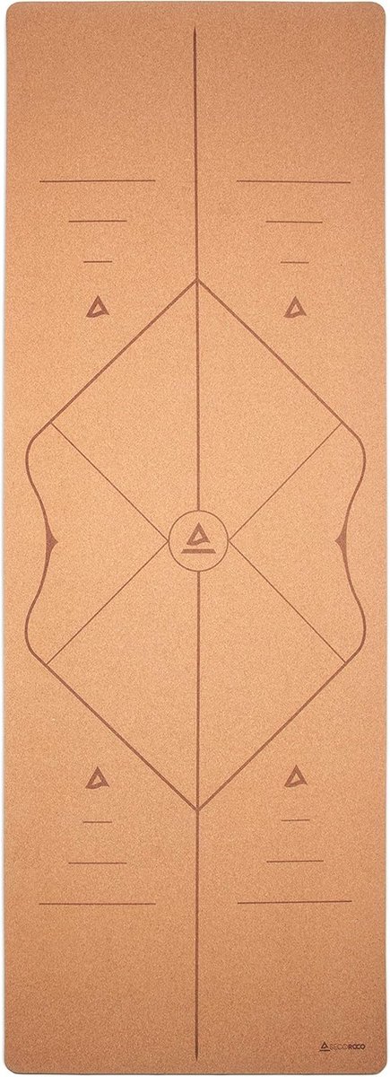 Thijox - Yogamat Pro van Kurk, Testwinnaar Prijs/Prestaties, Extra Groot 200 x 66 cm, 5 mm Dikte, Inclusief Draagriem en Yogatas, Ideaal voor Yoga, Fi