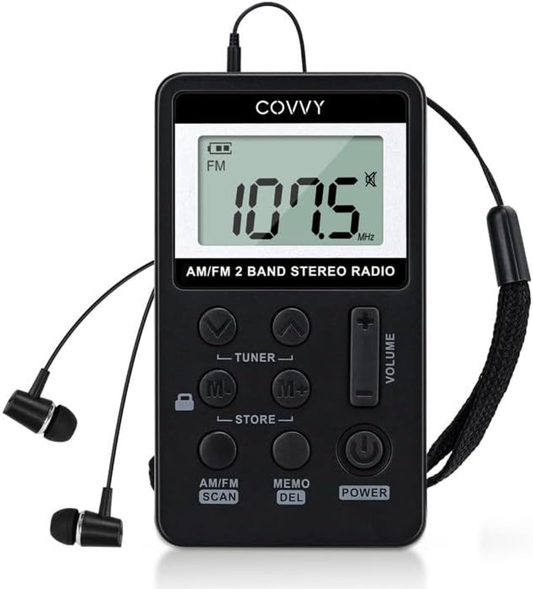 SnelShoppen - AM FM Pocket Radio - Draagbare Mini Stereo Radio met Digitale Tuning, Oplaadbare Batterij en Hoofdtelefoon - Ideaal voor Outdoor Hiking