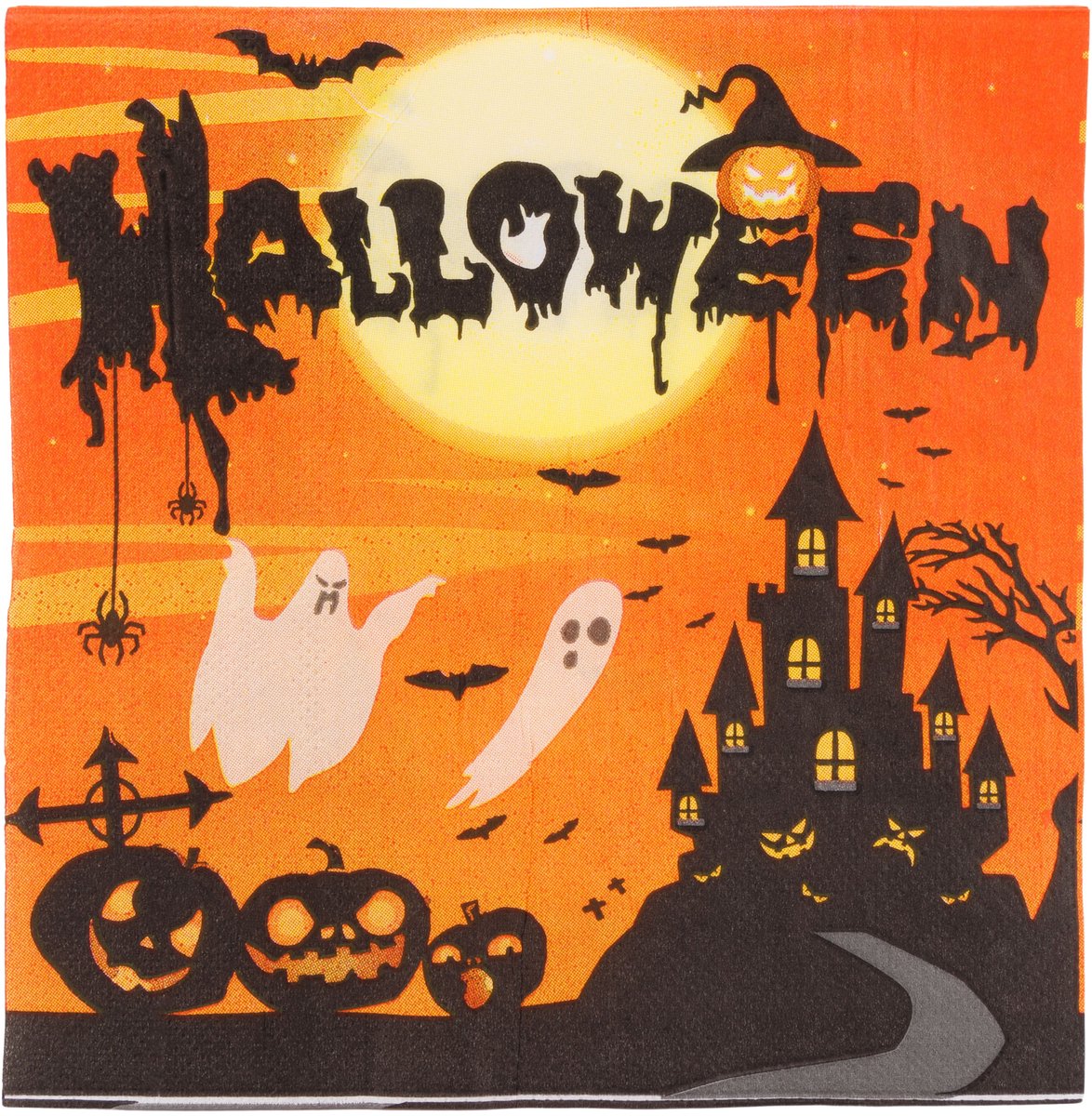Servetten Set12 Halloween Zwart Oranje 33x33cm Papier