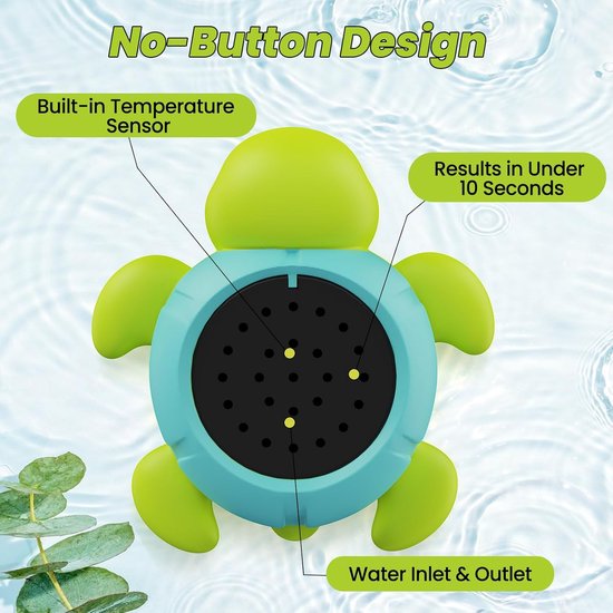Baby Bath Thermometer Baby Safety, Digital 2-in-1 Room & Bath Water Thermometer with 3-Color Backlight & Temperature Warning, Floating Turtle Design for Infant Toddler, Auto On/Off — afbeelding 2