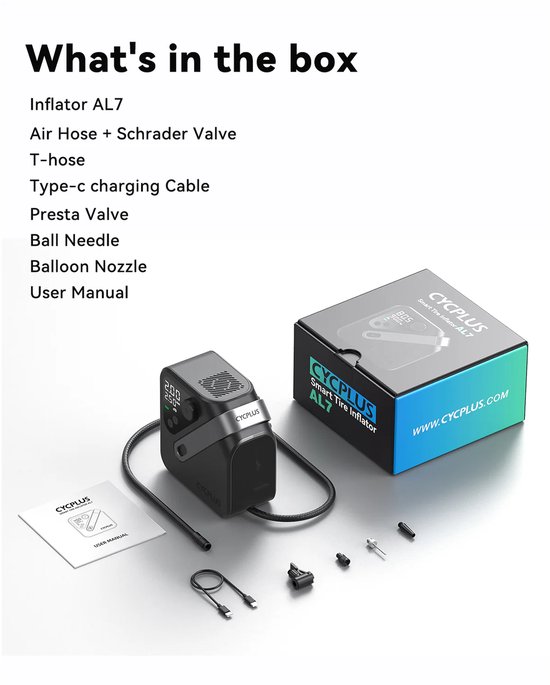 Cycplus AL7 Pomp Draadloos Oplaadbaar 100 Psi van CYCPLUS — afbeelding 3