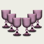 Arca SERENITY DUE Wijn/Waterglas op voet 330ml, paars, set van 6 stuks, verpakt in een giftbox