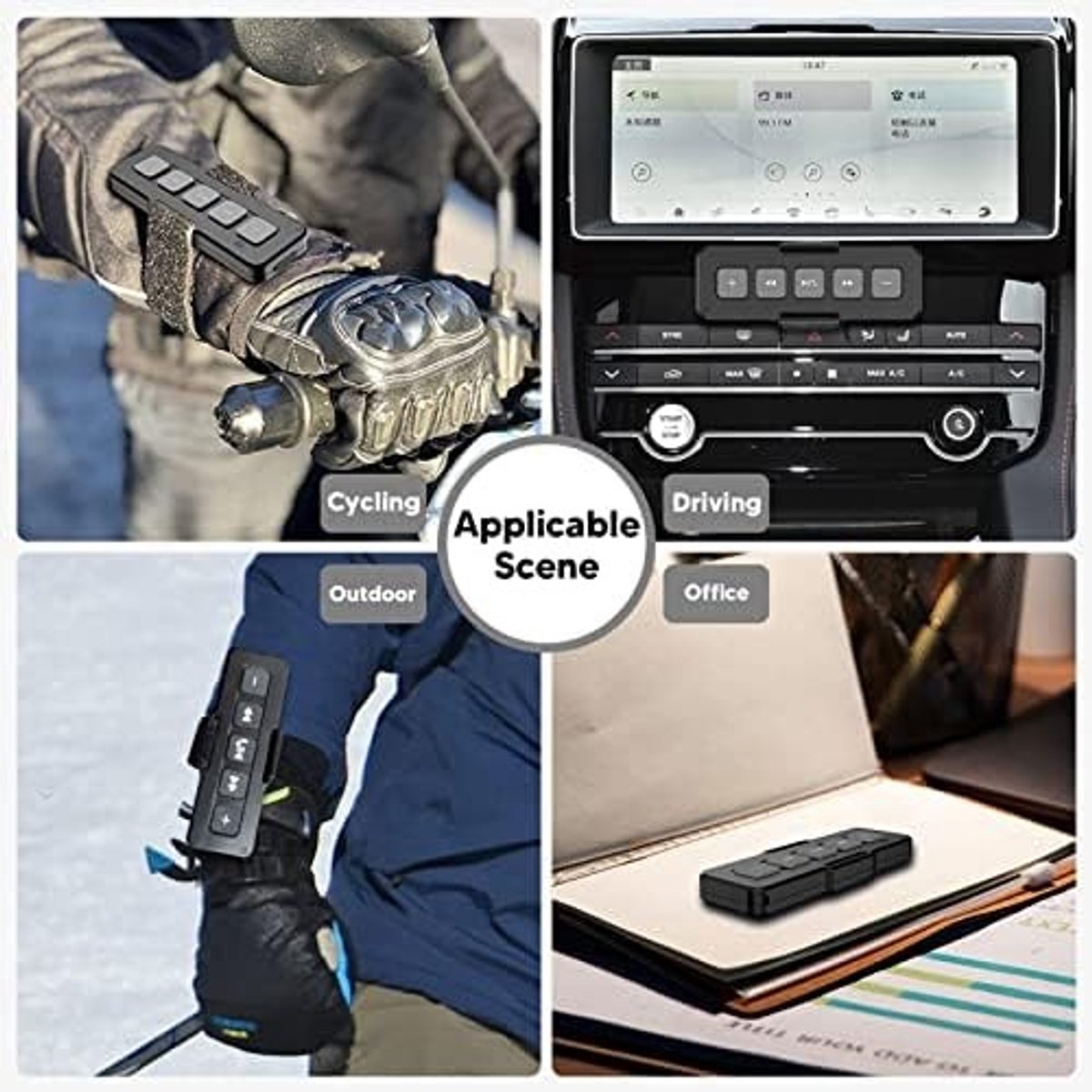 Draadloze Bluetooth Afstandsbediening, Waterdichte IPX4 Controller voor Auto, Fiets en Motor, Geschikt voor Audio en Camera Besturing