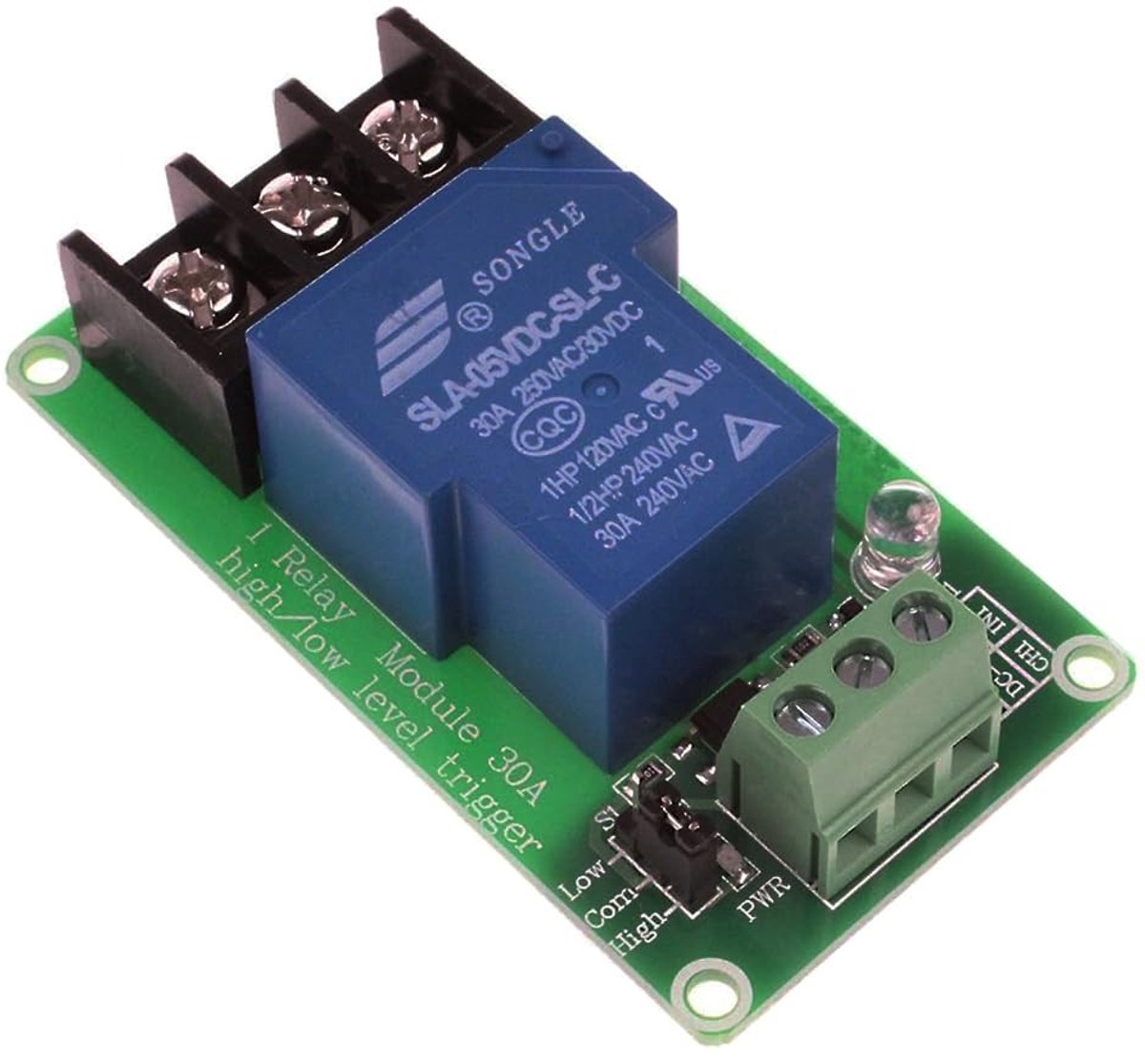 1-kanaals relaismodule, 12V schakelmogelijkheid met hoge en lage trigger, ideaal voor elektronica DIY-projecten en automatiseringstoepassingen