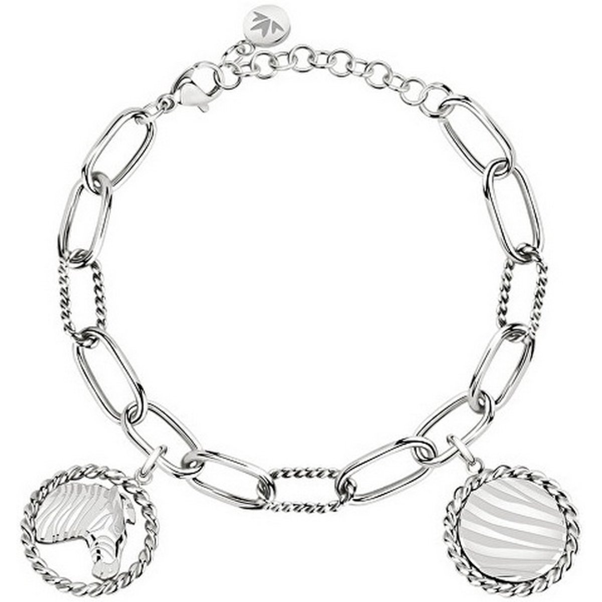 MORELLATO MADAGASCAR SATF08 STAINLESS STEEL ARMBAND MET ZEBRA BEDELS 1 STUK