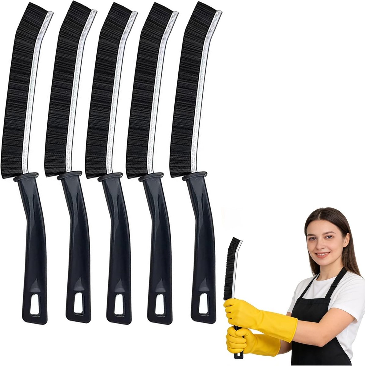 Set van 5 Harde Borstels voor Hoekreiniging, Voegborstel voor Badkamer en Keuken, Ideaal voor Spoelbak, Kraan, Koelkast, Tegels, Ramen en Moeilijk Bereikbare Hoeken