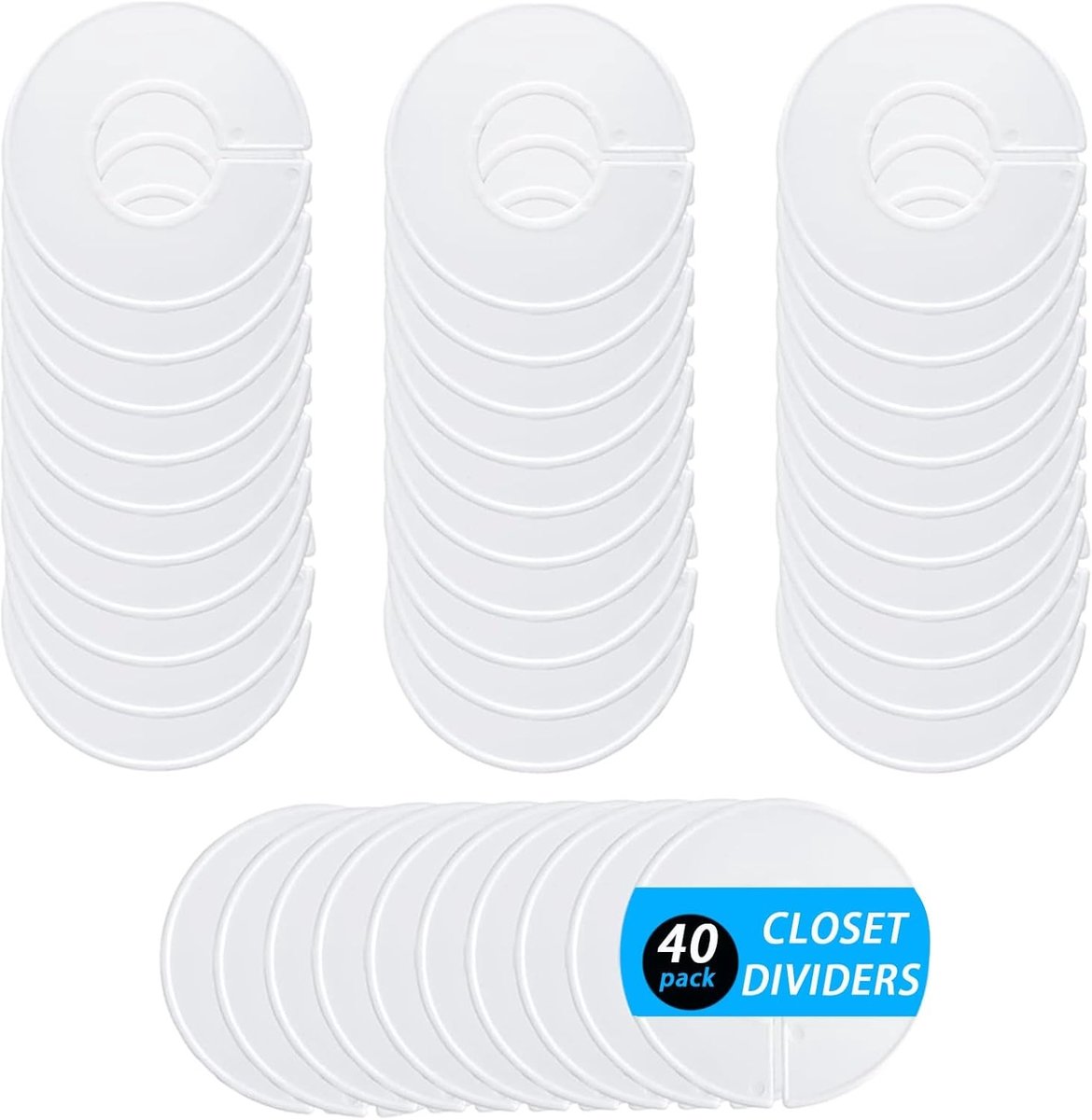 Set van 40 Plastic Kledingverdeler voor Kledingorganisatie, Maatmarkeringen en Opberging, Wit