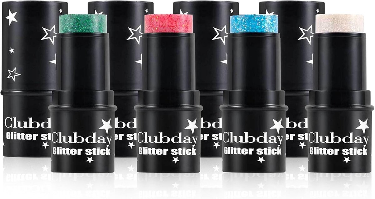 Glitter Gel Stick Set met 4 Kleuren voor Gezicht en Lichaam, Waterproof Chunky Sequins voor Festivals en Make-up