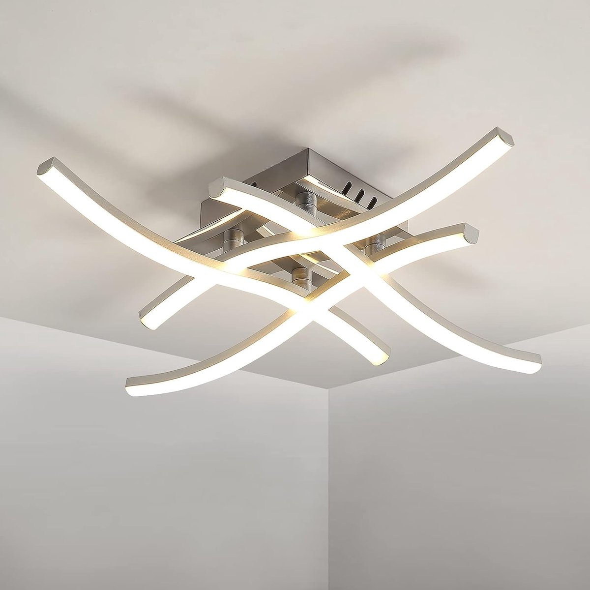 Riserva LED Plafondlamp Modern Design - 24W - 2700 lm - 3000K Warm Wit - Zilver - Moderne Plafonnière voor Woonkamer, Slaapkamer, Keuken en Eetkamer