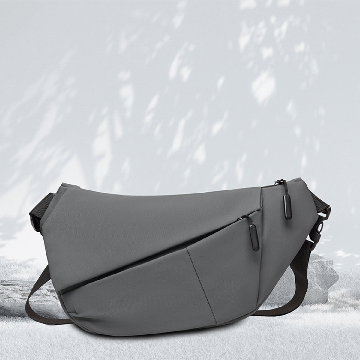 Crossbody tas dames - Crossbody tas - Crossbody tas heren - Waterafstotende schoudertas met verstelbare schouderband - PU sling bag met meerdere vakken voor reizen, werk en dagelijks gebruik - Grijs