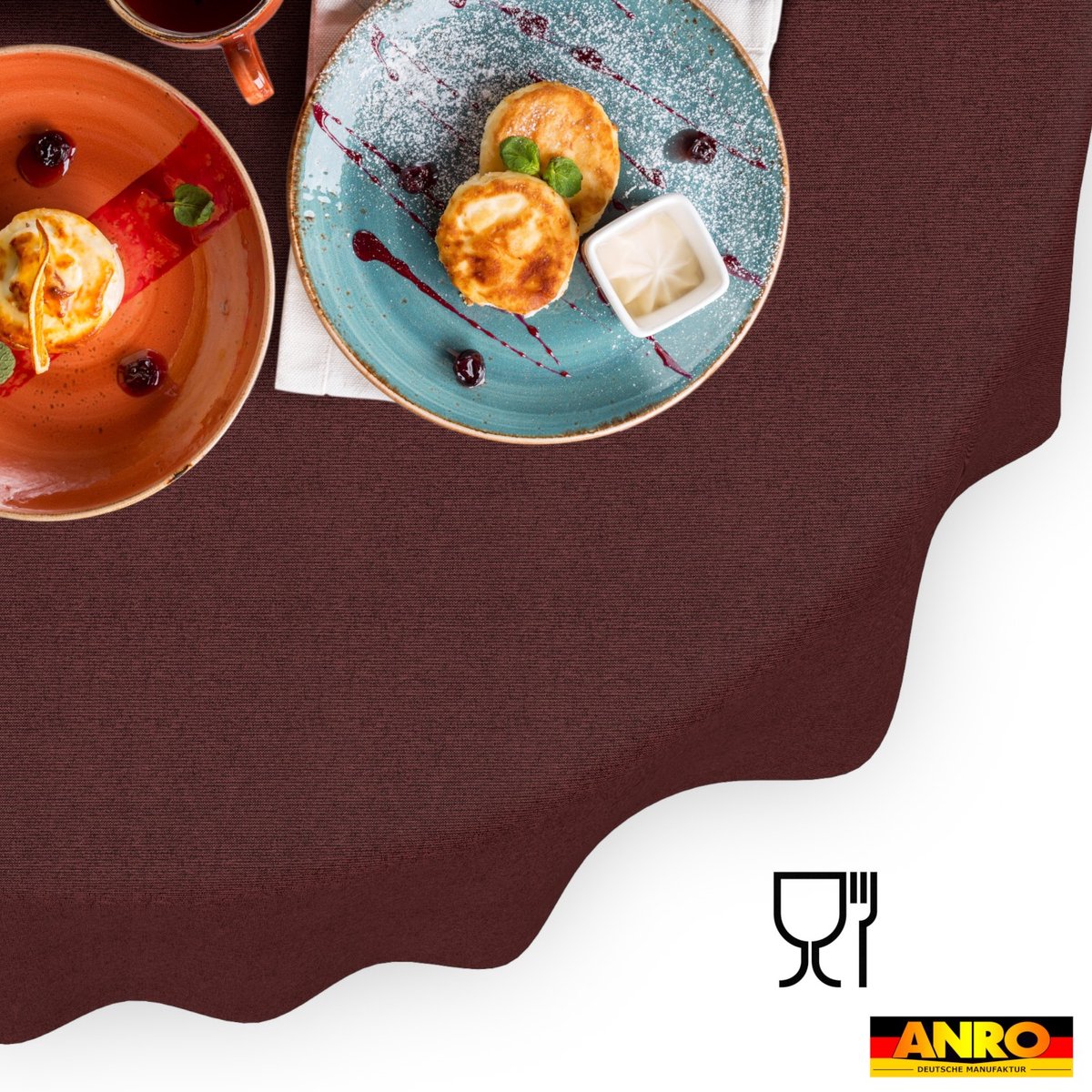 ANRO Tafelkleed Effen linnenlook Rood Ovaal 280x140cm Rechte rand Afwasbaar Waterafstotend