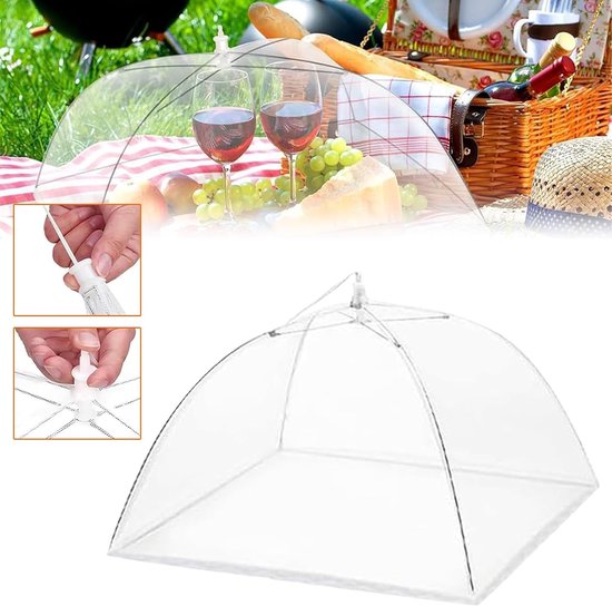 Vliegenkap -Voedselkap-Opvouwbare Voedselkapjes-vliegenkap voedselkap-vliegenkappen-voedselkap opvouwbaar- 6 Stuks -38x38cm- Voor Barbecues, Picknicks & Binnenshuis - Bescherming Tegen Vliegen & Wespen-bescherm je eten - afdeknet — afbeelding 4