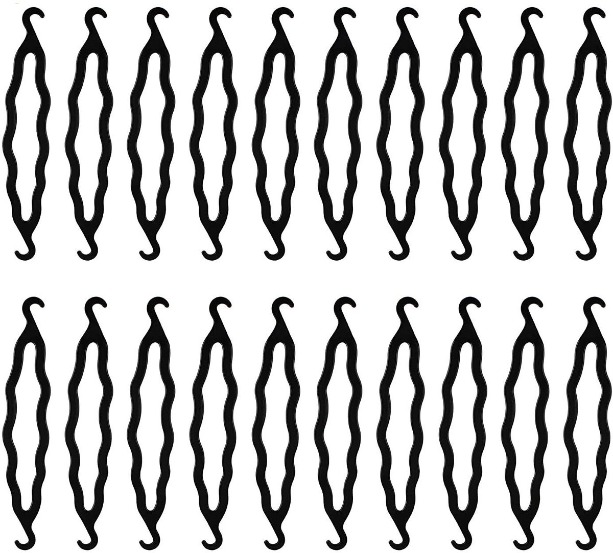 20-delige set plastic haaraccessoires met krulhulpmiddelen, haarringen, draaiklemmen, magische knotvormers en vleeshulpmiddelen voor diverse kapsels