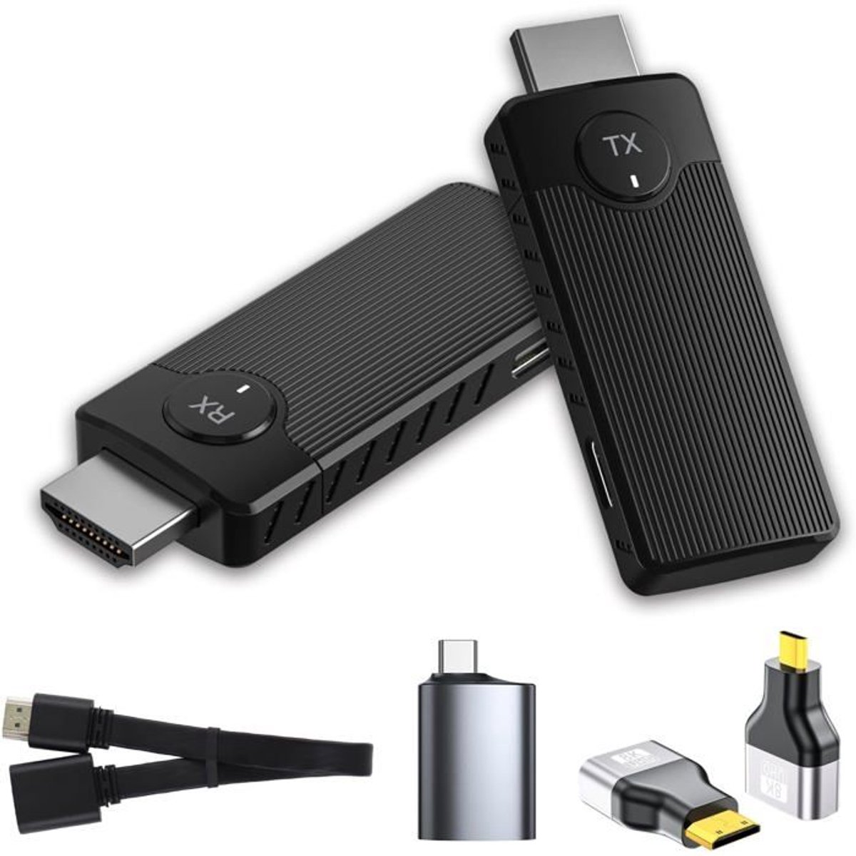 Draadloze HDMI-zender en -ontvanger, bereik van 50 meter, 2,4 GHz/5 GHz, plug-and-play, Geschikt voor laptops.