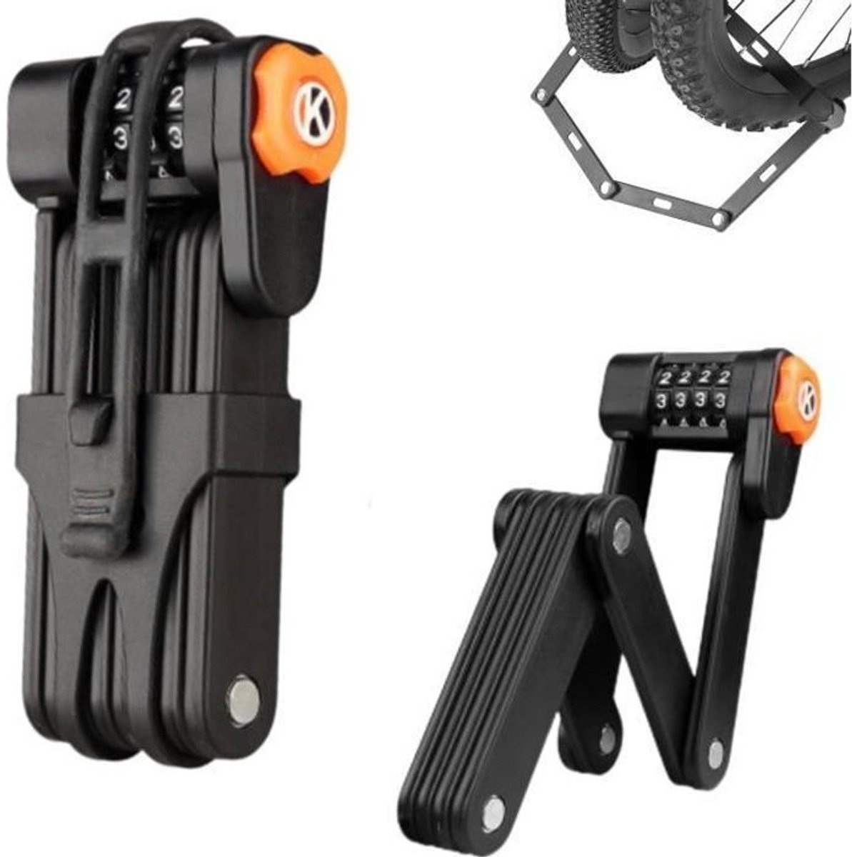 Fietsslot - Opvouwbaar slot 85 cm - Gelegeerd staal - 4-cijferig combinatieslot - Scheurvast