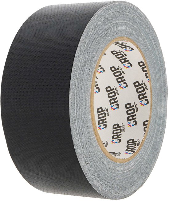 Rouleau de ruban adhésif noir CROP avec un côté argenté.