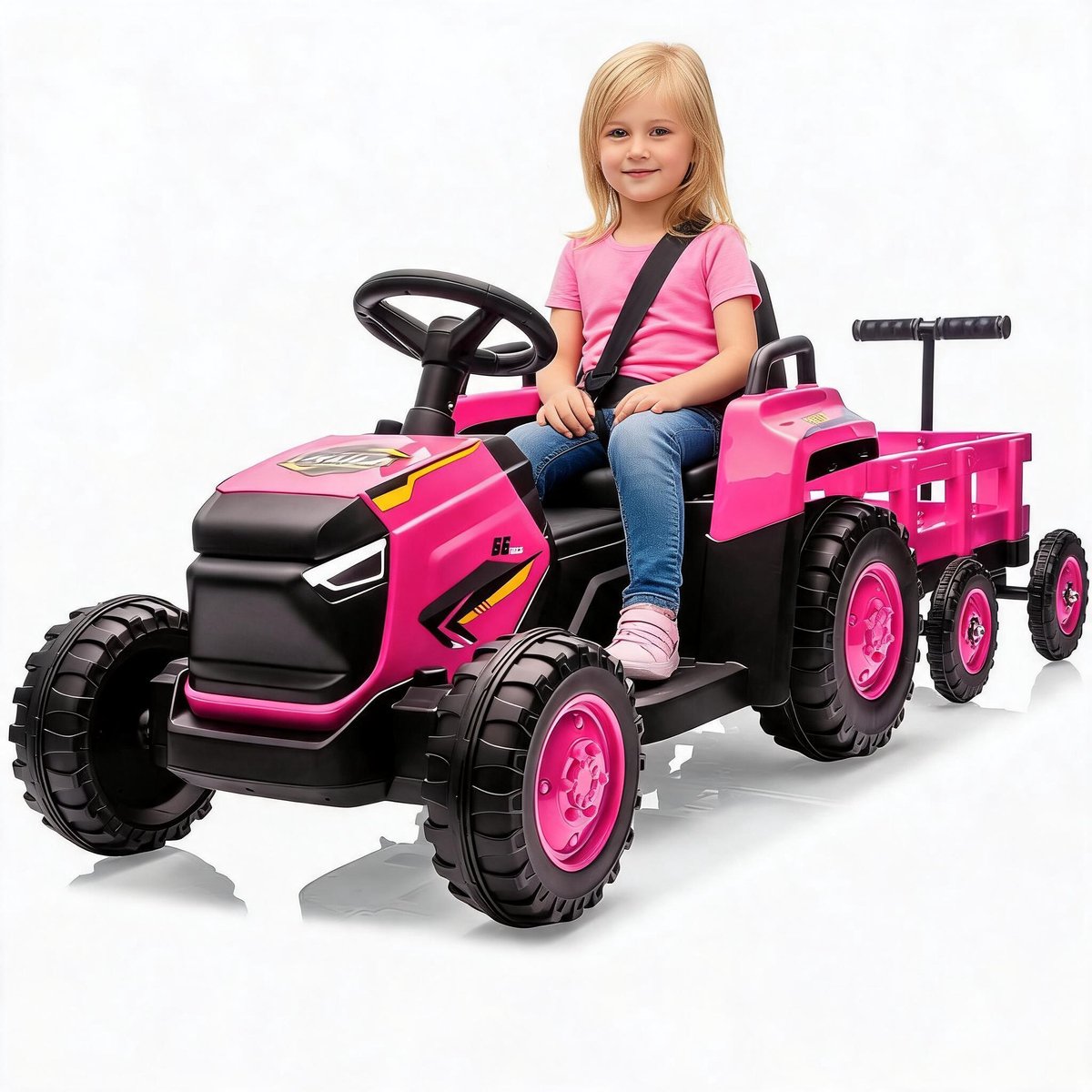 Danky-Complete 12V Elektrische Kindertractor Set Roze Rijdtractors met Oplaadbare Accu & Oplaadapparaat & Afstandsbediening - DLS-X18 2-Wielaandrijving Buitenspeelgoed 3-6 Jaar - Inclusief CE Certificering & 4.5AH Langdurige Batterij