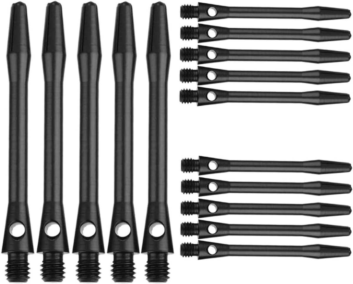 Set van 15 Aluminium Dart Shafts 45 mm met 2BA Draad voor Zachte en Stalen Darts, Zwart