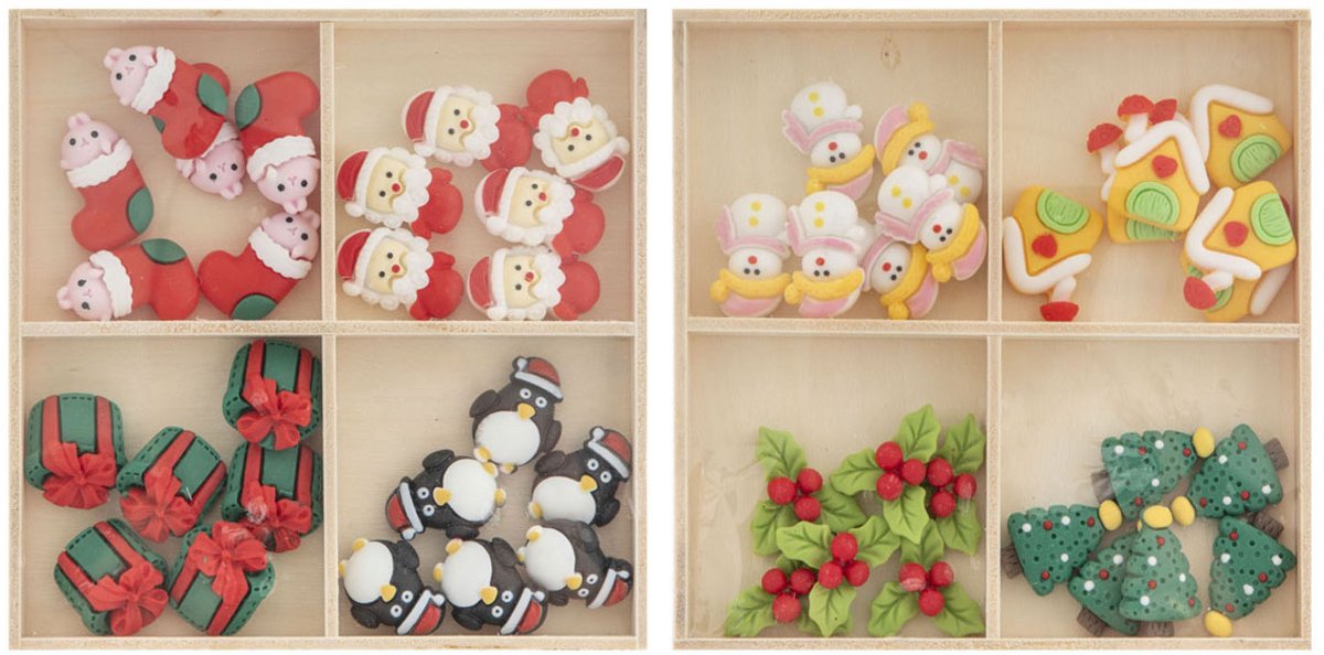 Craft Sensations kerstfiguren kunsthars decoratie set 24 stuks.